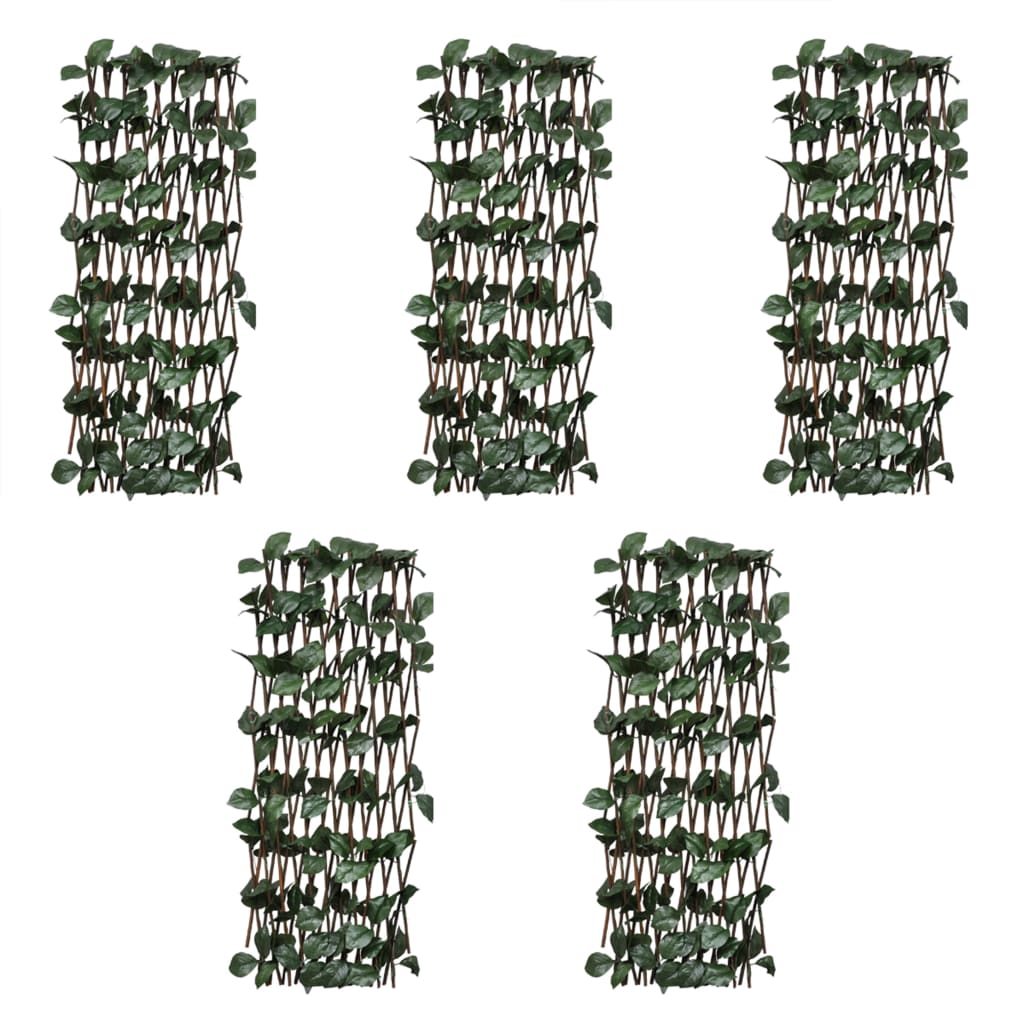 vidaXL Garduri zăbrele, frunze artificiale, 5 buc.,180 x 120 cm salcie