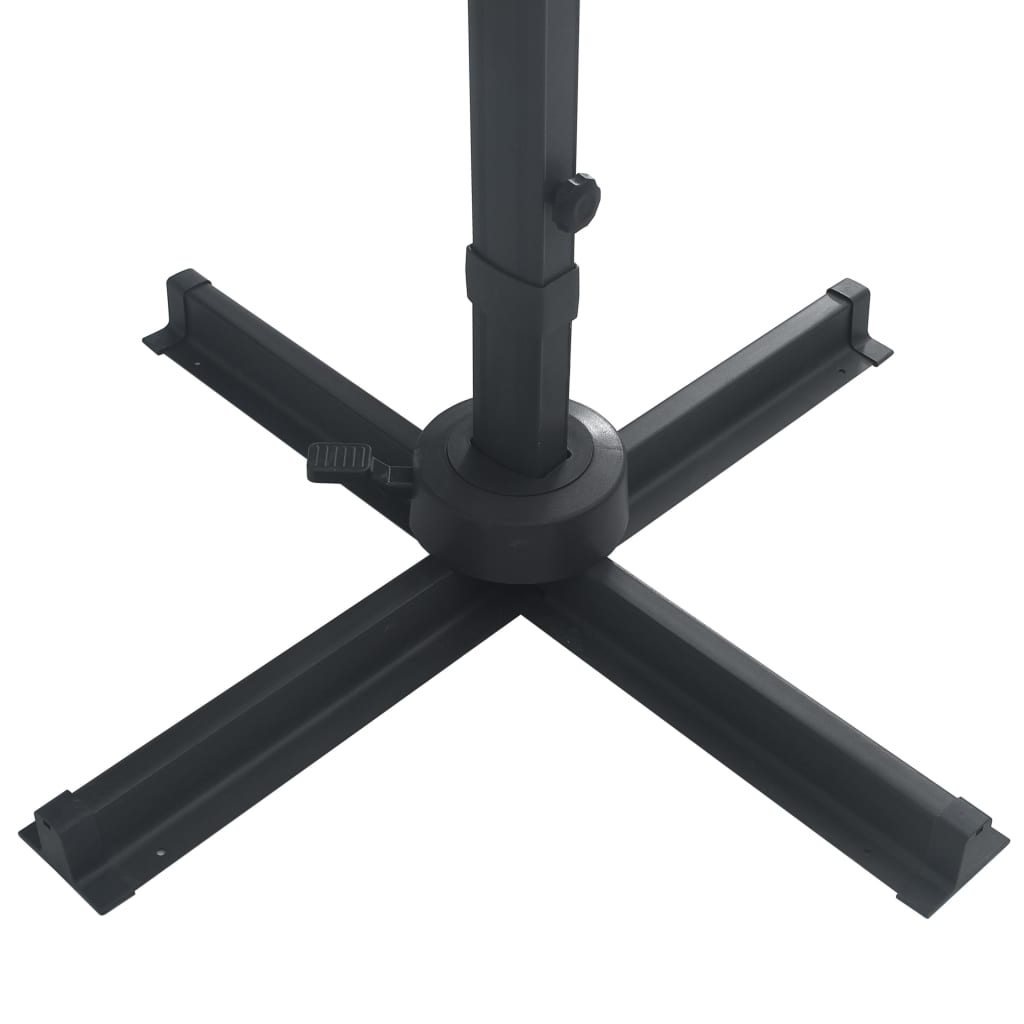 vidaXL Umbrelă suspendată cu LED și stâlp aluminiu negru 400x300 cm