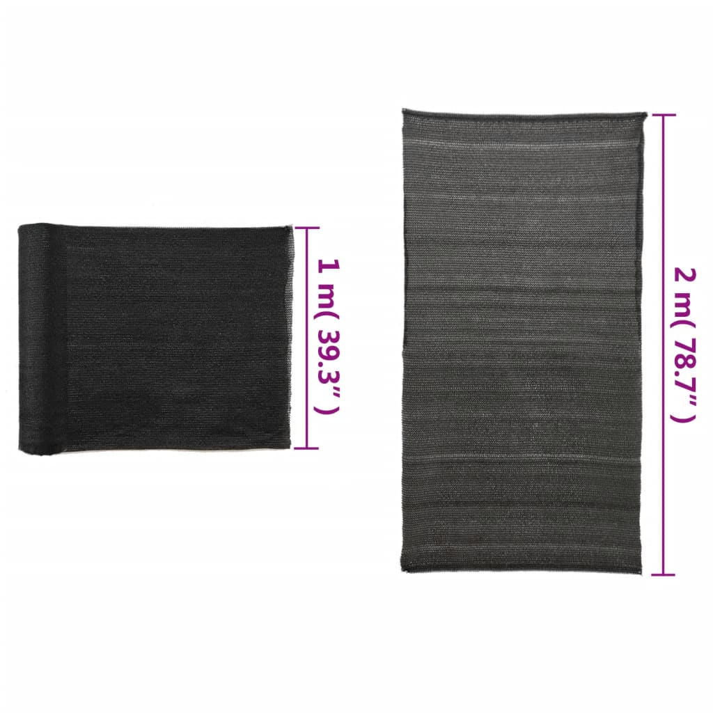 vidaXL Plasă protecție vizuală, negru, 2x10 m, HDPE