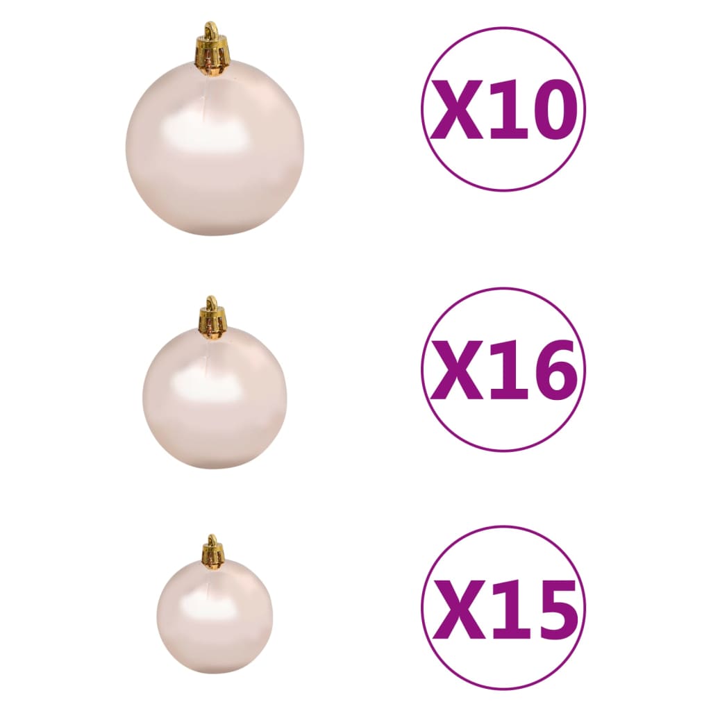 vidaXL Set globuri Crăciun cu vârf & 300 LED-uri 120 piese, roz auriu