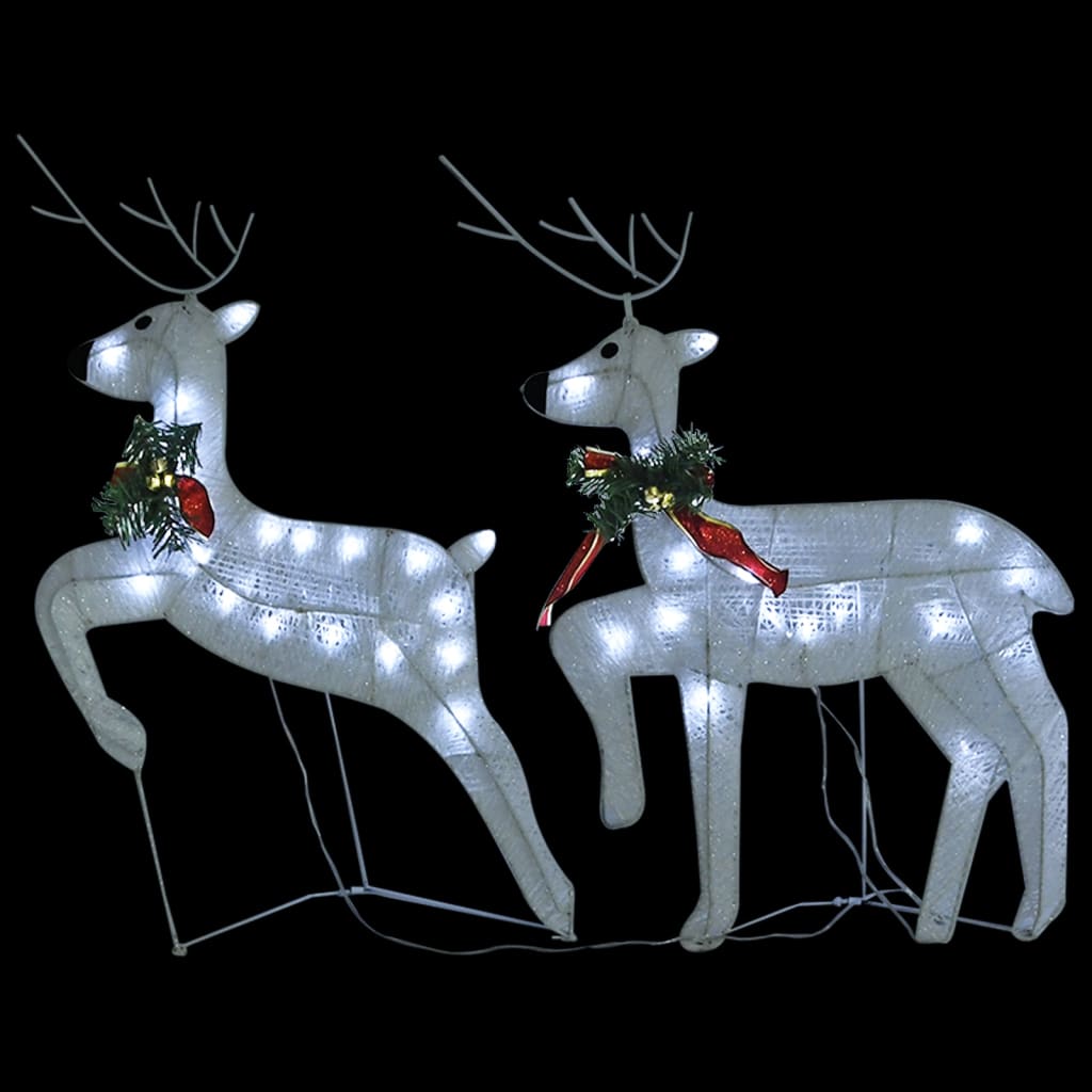 vidaXL Decor de Crăciun cu reni și sanie, 140 LED-uri, alb, exterior
