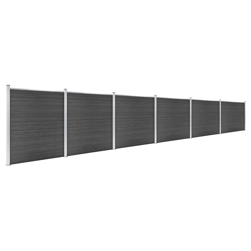 vidaXL Set de panouri de gard, negru, 1045x186 cm, WPC