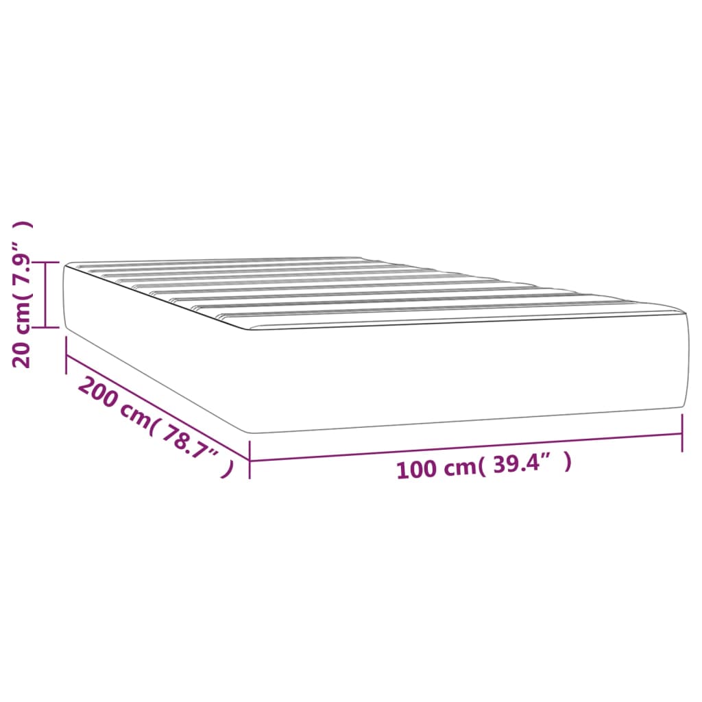 vidaXL Saltea de pat cu arcuri, gri, 100x200x20 cm, piele ecologică