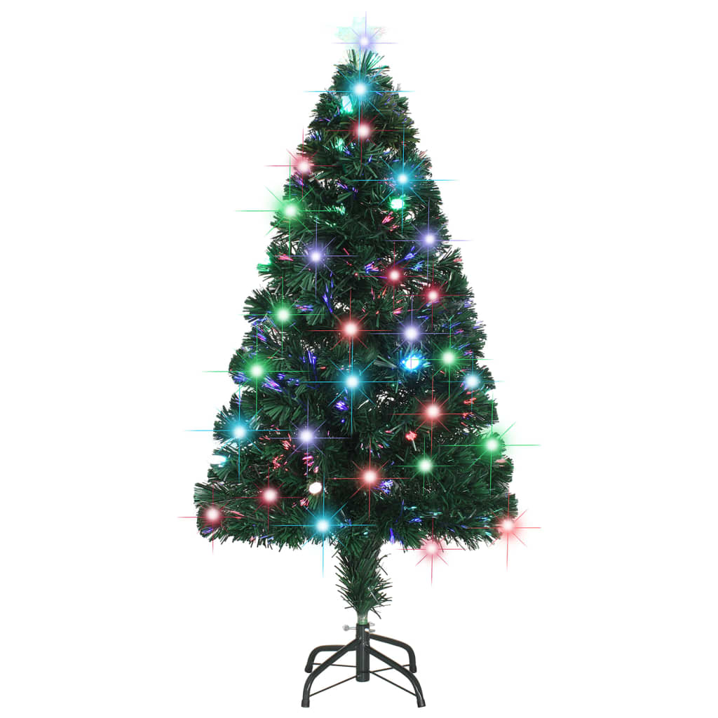 vidaXL Brad de Crăciun pre-iluminat cu suport, 120 cm, fibră optică
