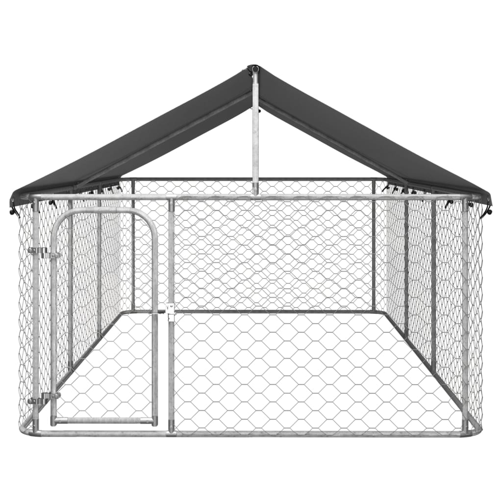 vidaXL Padoc de exterior pentru câini, cu acoperiș, 400x200x150 cm