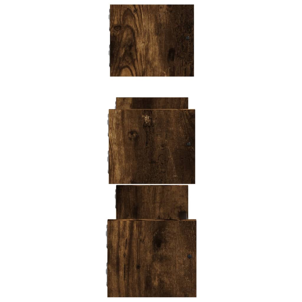 vidaXL Set rafturi de perete cu bare, 3 buc., stejar fumuriu, lemn