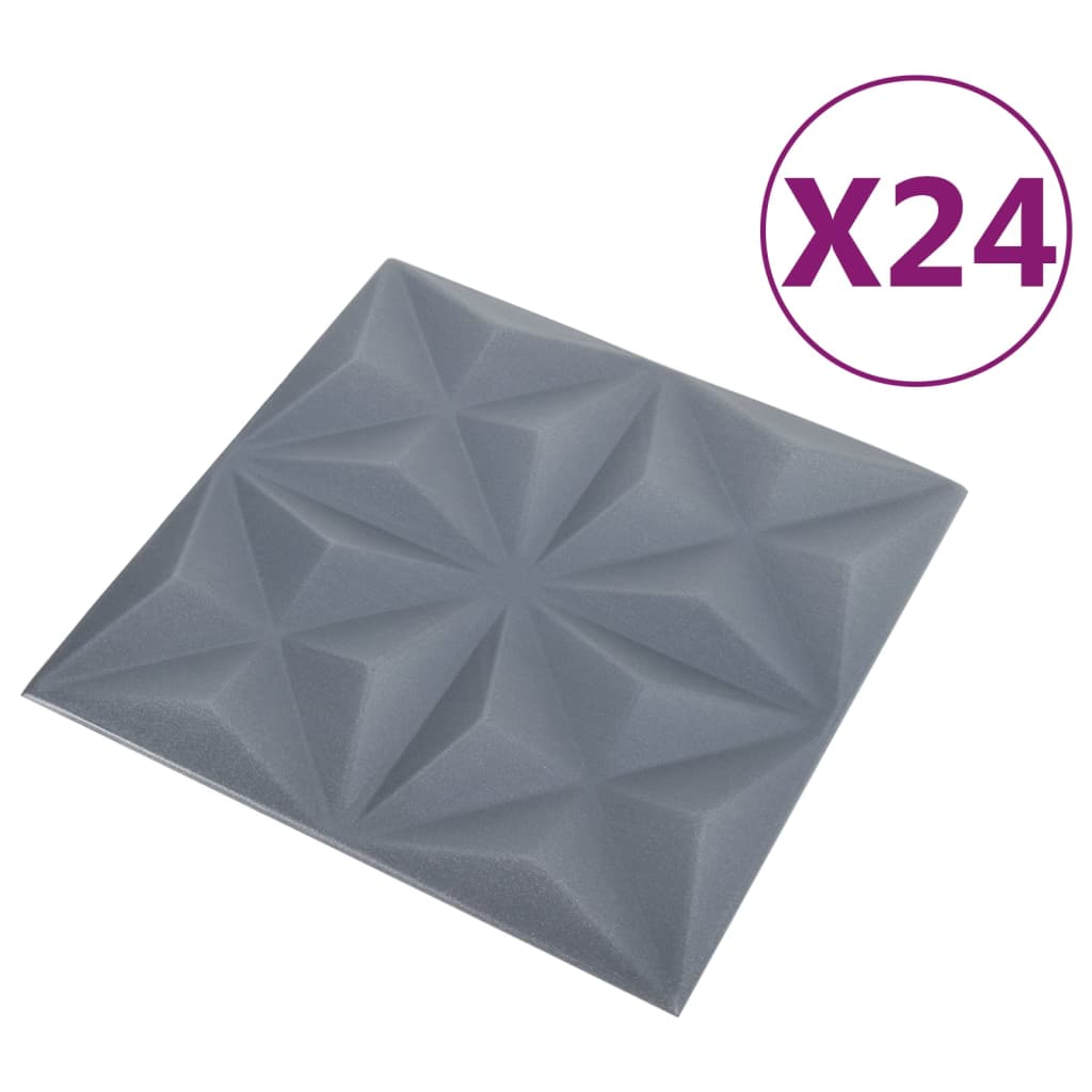vidaXL Panouri de perete 3D 24 buc. gri 50x50 cm model origami 6 m²