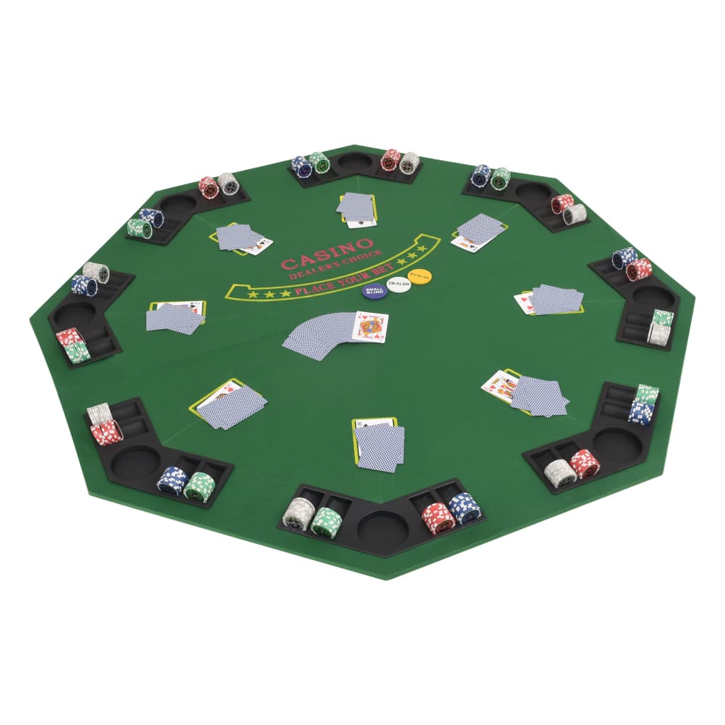 vidaXL Masă poker pliabilă în două părți, 8 jucători, octogonal Verde