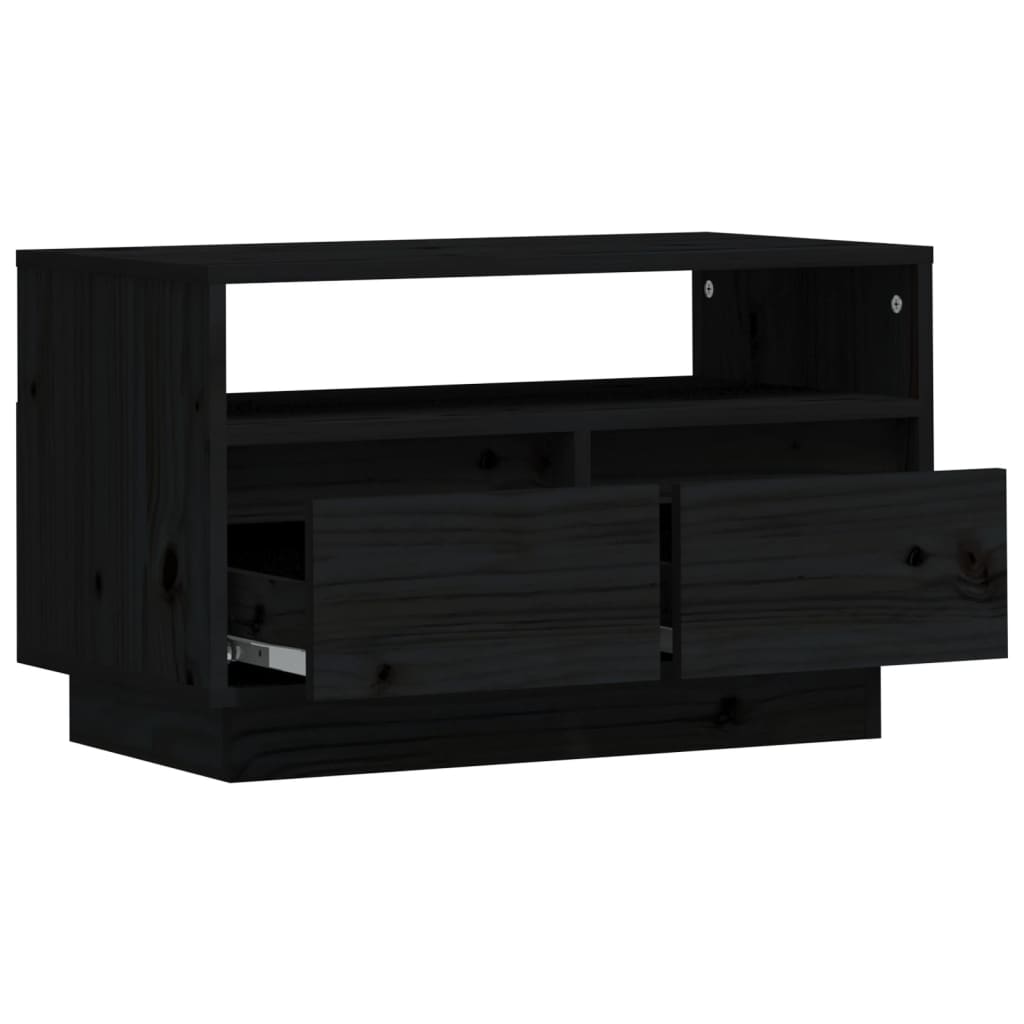 vidaXL Comodă TV, negru, 60x35x37 cm, lemn masiv de pin