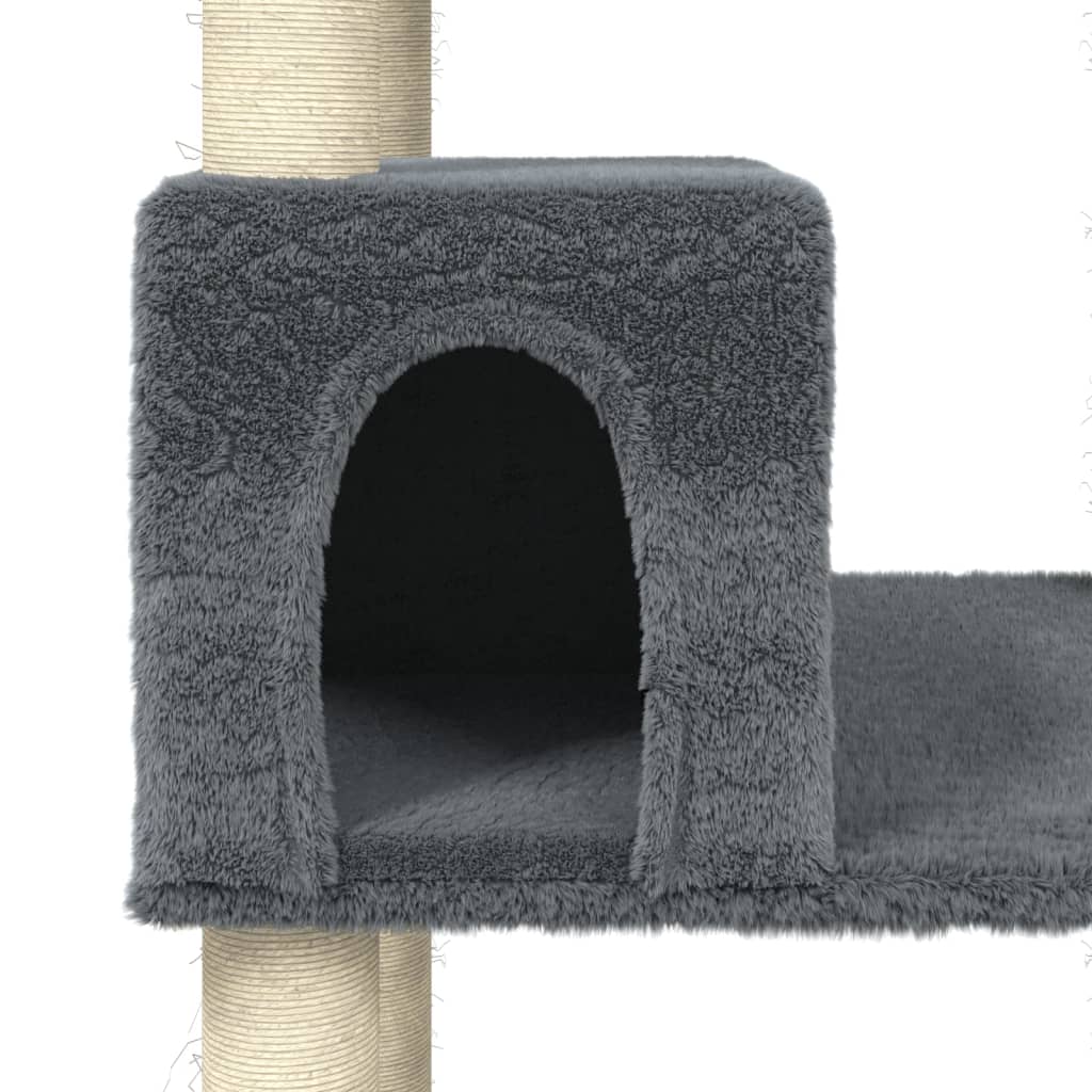 vidaXL Ansamblu pisici cu stâlpi din funie de sisal, gri închis 141 cm