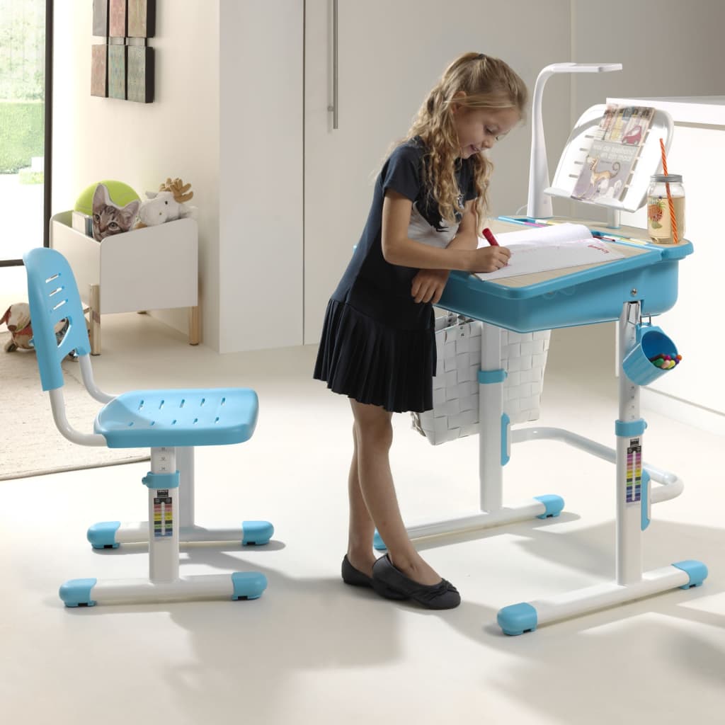 Vipack Birou reglabil copii „Comfortline 301” cu scaun, alb/albastru