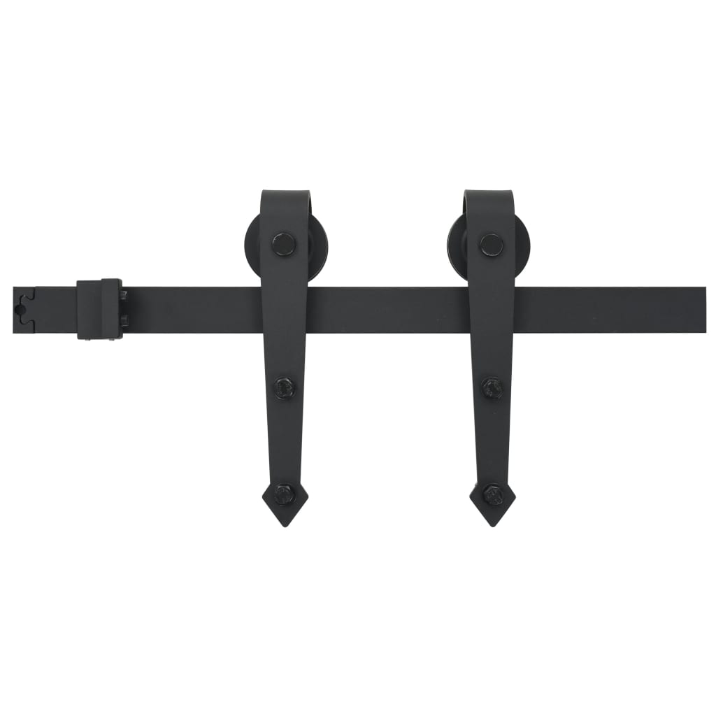 vidaXL Set piese pentru ușă glisantă, negru, 183 cm, oțel