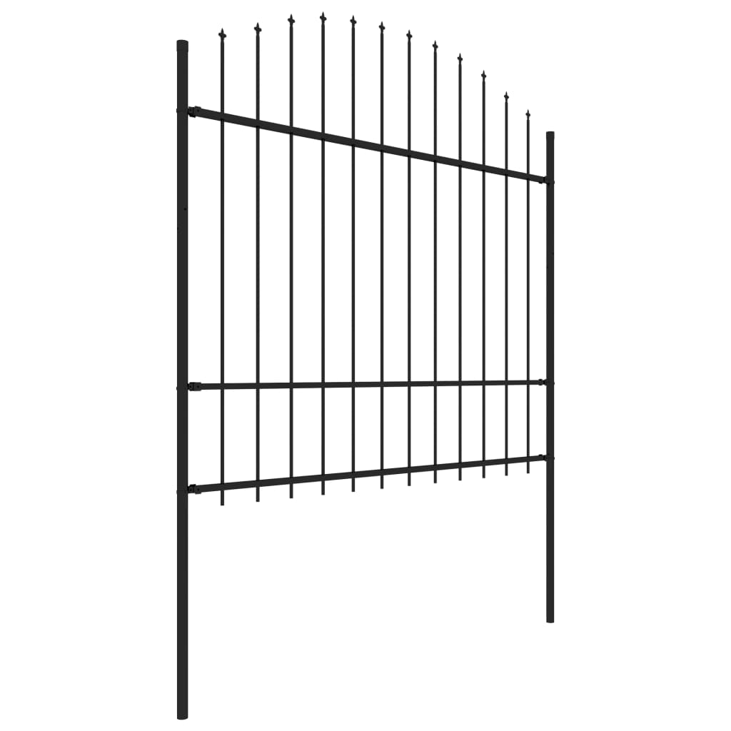 vidaXL Gard de grădină cu vârf suliță, negru, (1,5-1,75) x 1,7 m, oțel
