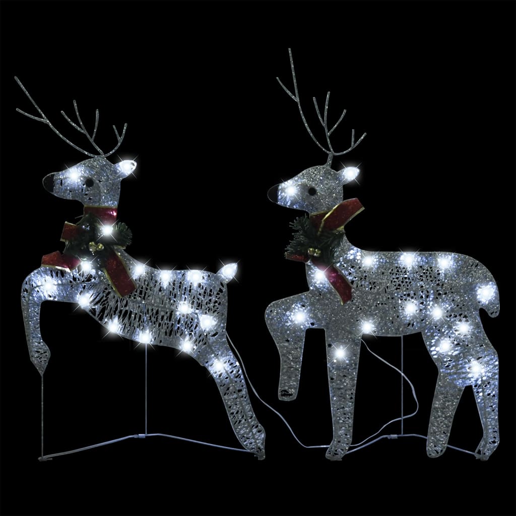 vidaXL Reni de Crăciun, 2 buc., argintiu, 40 LED-uri
