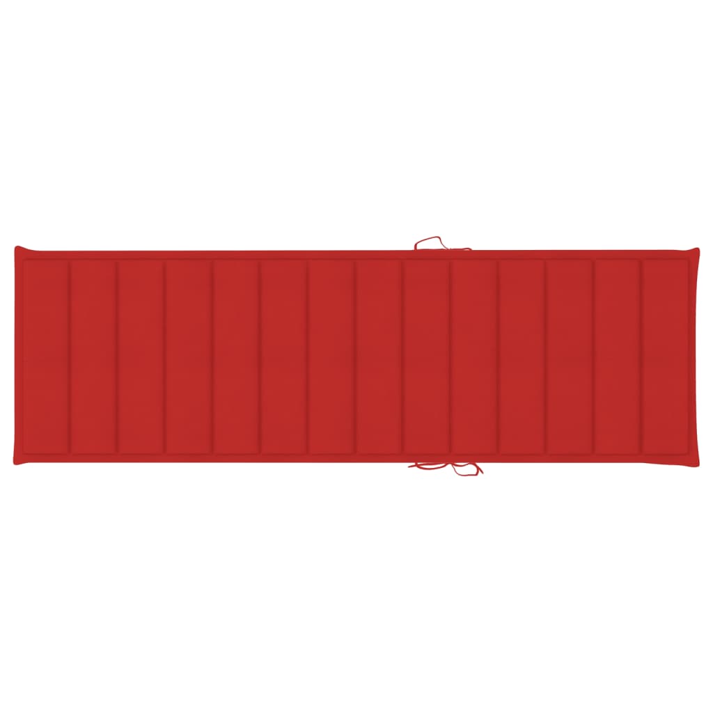 vidaXL Șezlong cu pernă roșie, lemn de pin tratat