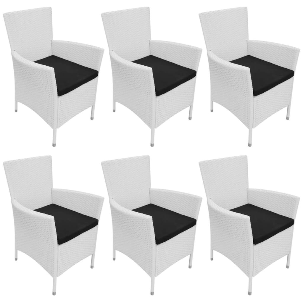 vidaXL Set mobilier de exterior, 7 piese, alb crem, poliratan