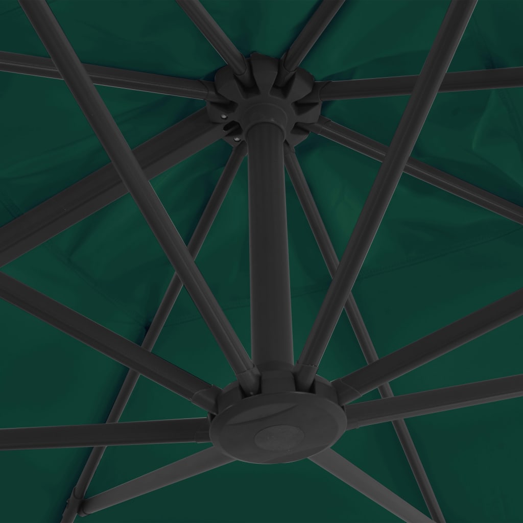 vidaXL Umbrelă în consolă cu stâlp din aluminiu, verde, 300x300 cm