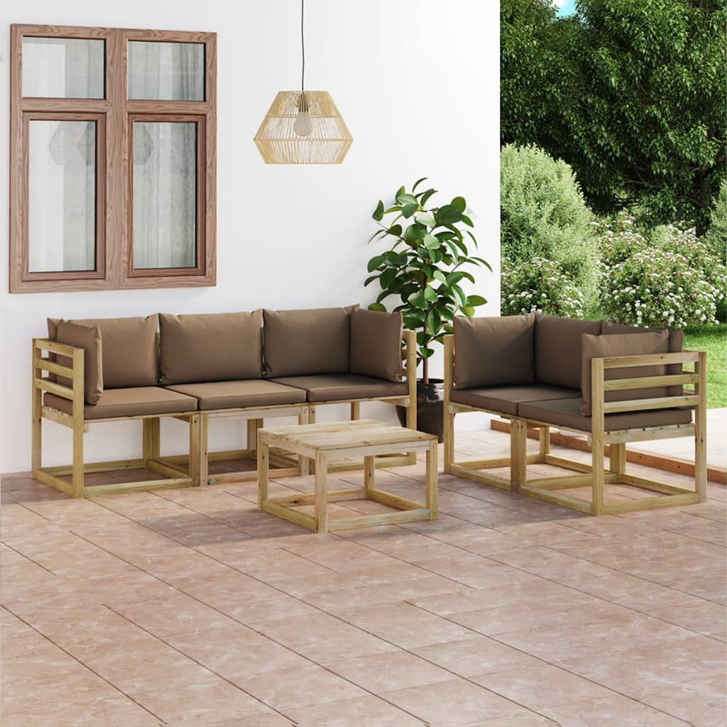 vidaXL Set mobilier de grădină cu perne gri taupe, 6 piese
