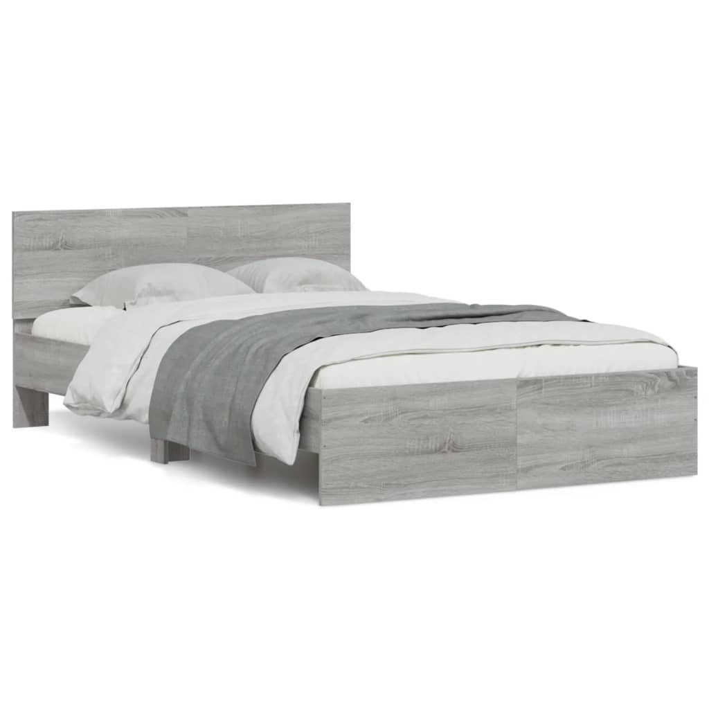 vidaXL Cadru de pat cu tăblie, gri sonoma, 120x190 cm