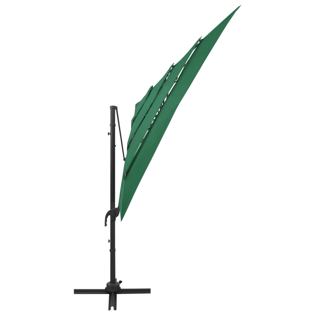 vidaXL Umbrelă de soare 4 niveluri, stâlp aluminiu, verde, 250x250 cm
