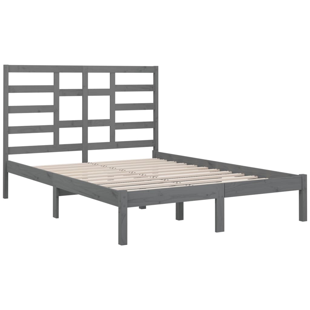 vidaXL Cadru de pat, gri, 160x200 cm, lemn masiv