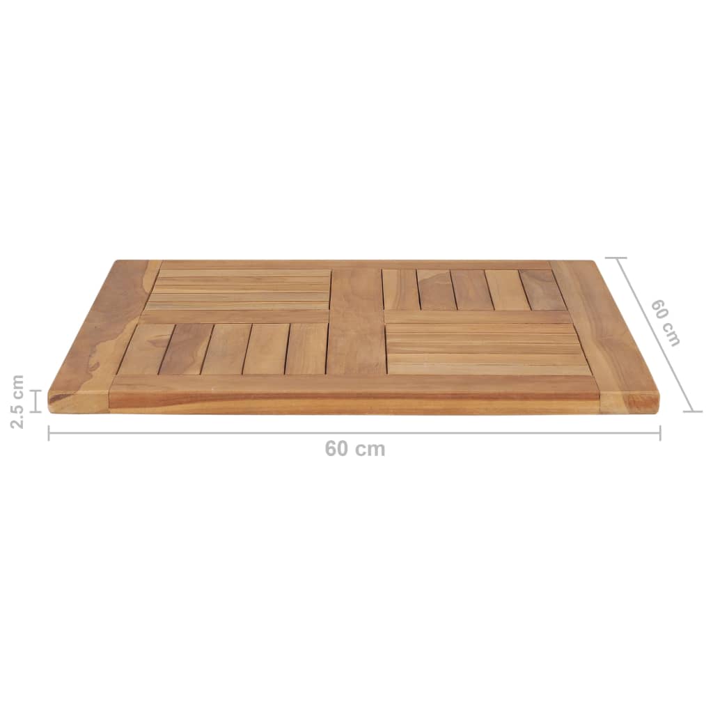 vidaXL Blat de masă, 60 x 60 x 2,5 cm, lemn masiv de tec