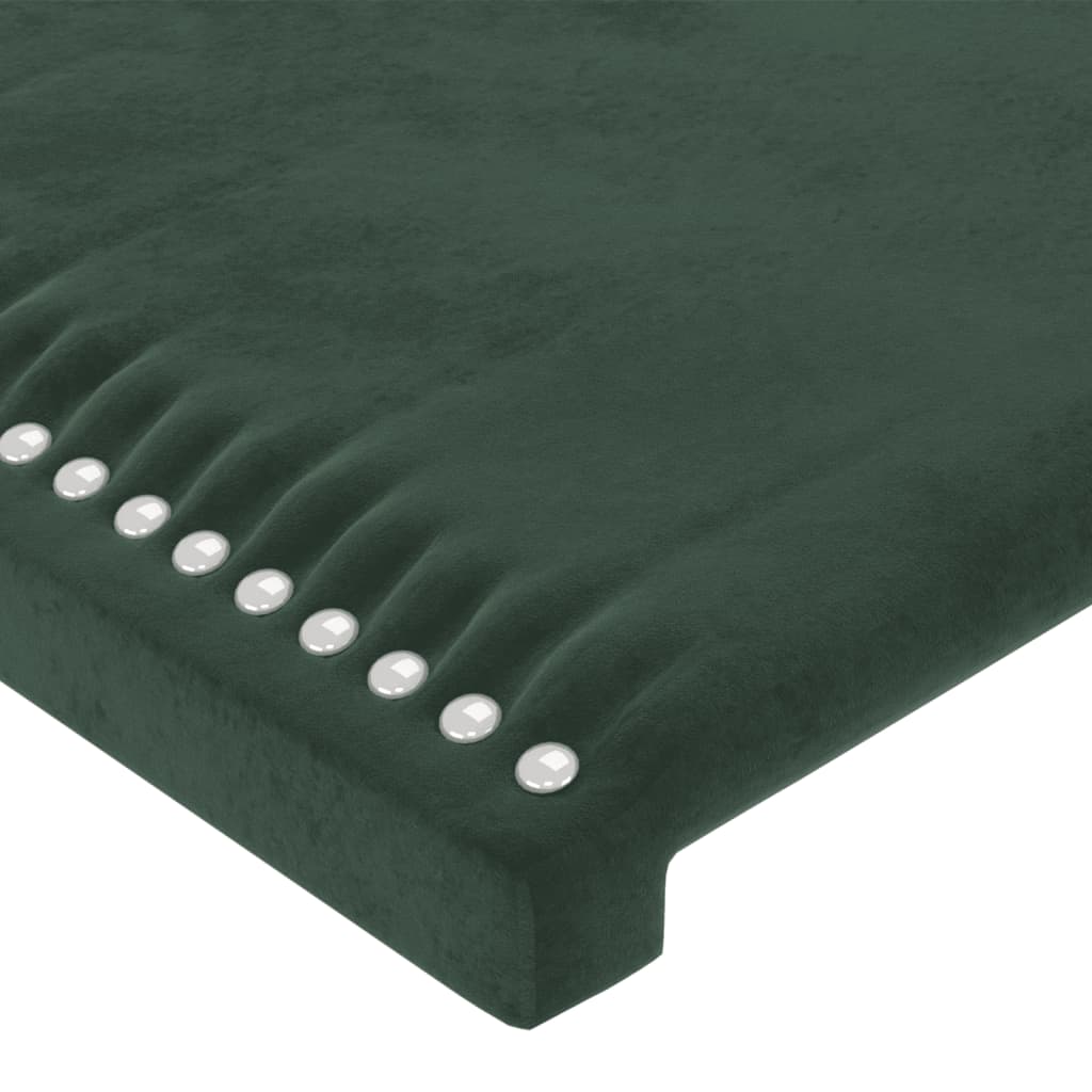 vidaXL Tăblie de pat cu LED, verde închis, 103x16x118/128 cm, catifea