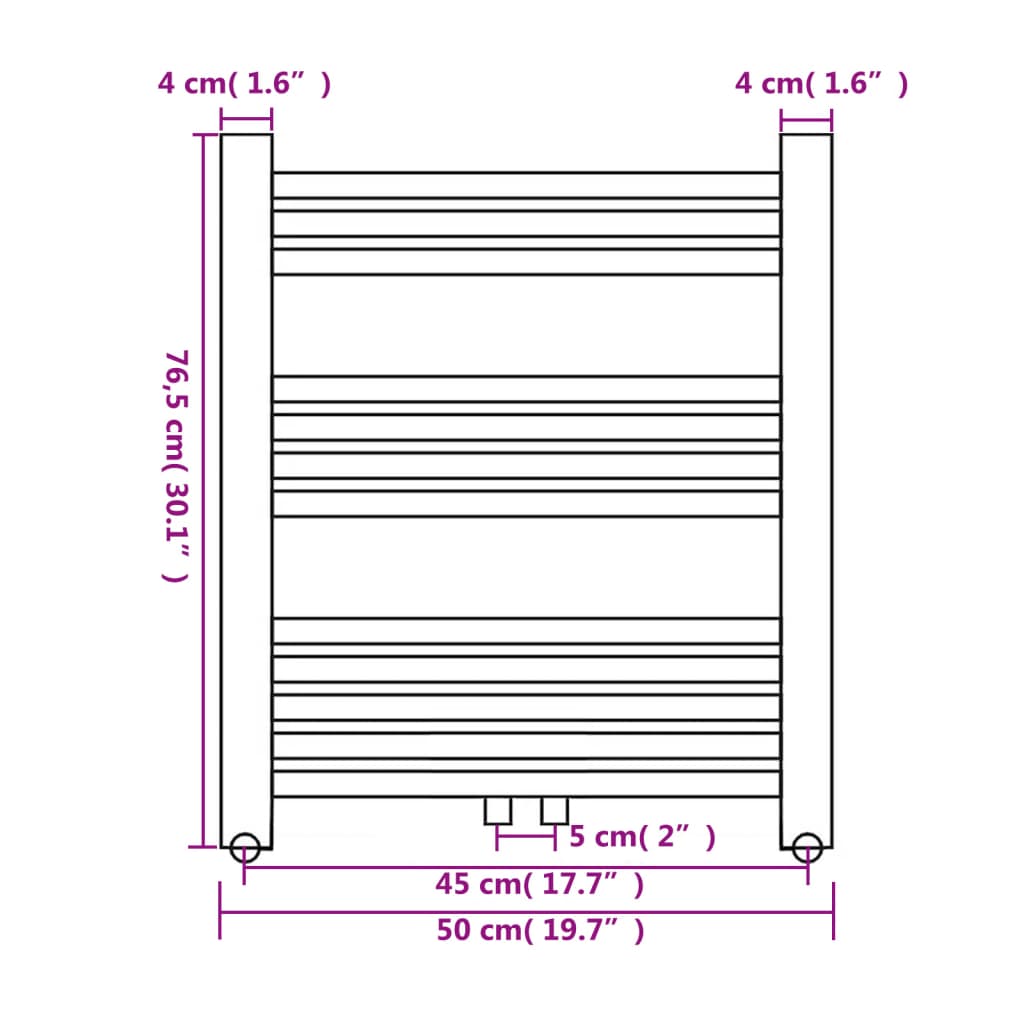 Radiator port-prosop încălzire centrală baie, drept, 500 x 764 mm