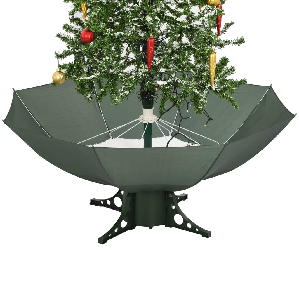 vidaXL Brad de Crăciun cu ninsoare și bază umbrelă, verde, 170 cm