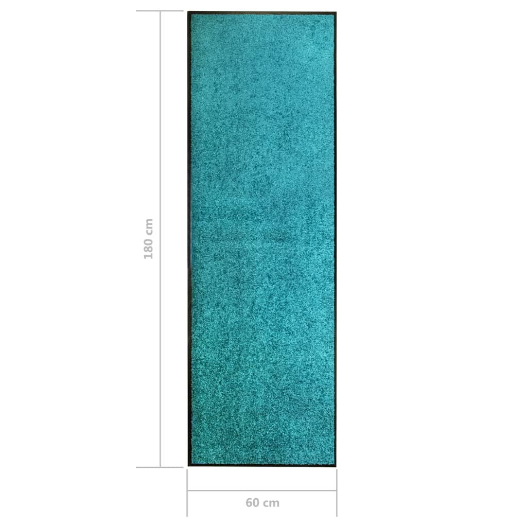 vidaXL Covoraș de ușă lavabil, cyan, 60 x 180 cm