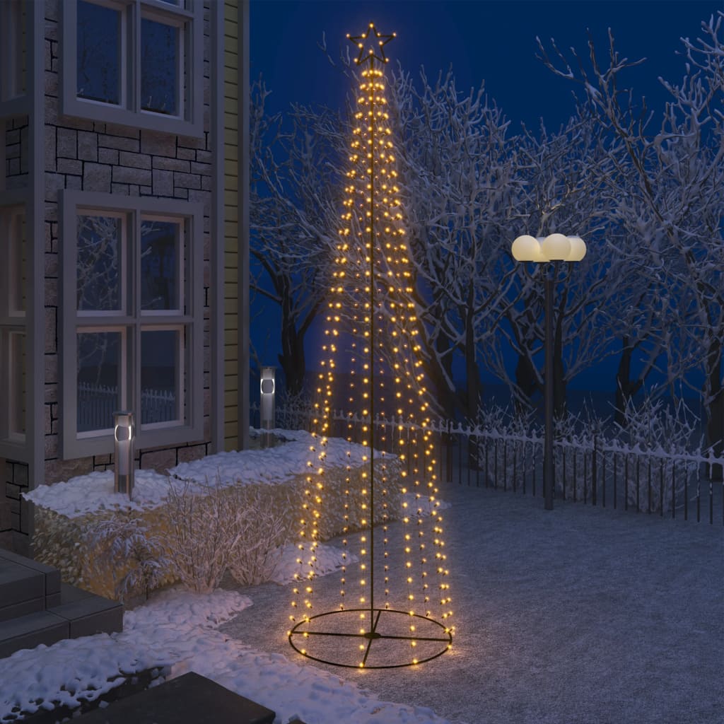 vidaXL Decorațiune brad de Crăciun conic 400 LED alb cald 100x360 cm