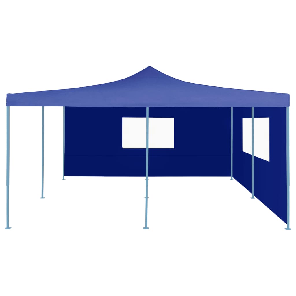 vidaXL Pavilion pliabil cu 2 pereți laterali, albastru, 5 x 5 m
