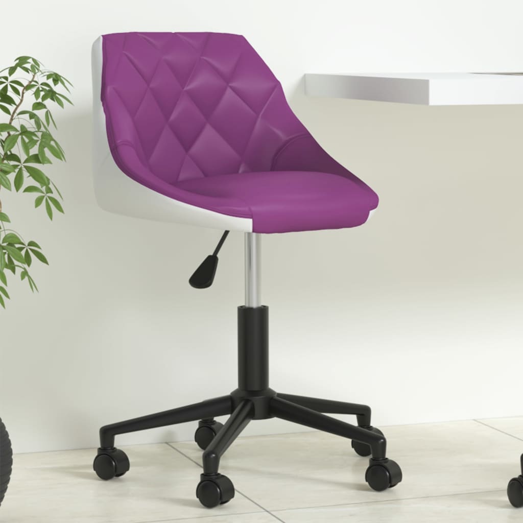 vidaXL Scaun de birou pivotant, violet și alb, piele ecologică