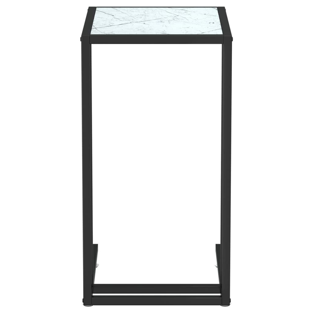 vidaXL Masă laterală de calculator, alb marmură, 50x35x65 cm, sticlă