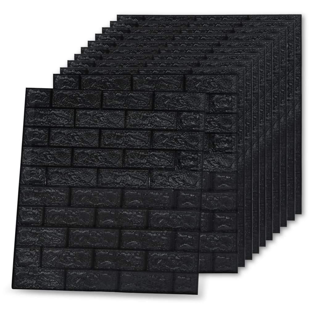 vidaXL Tapet de perete autocolant, model cărămizi 3D, 40 buc., negru