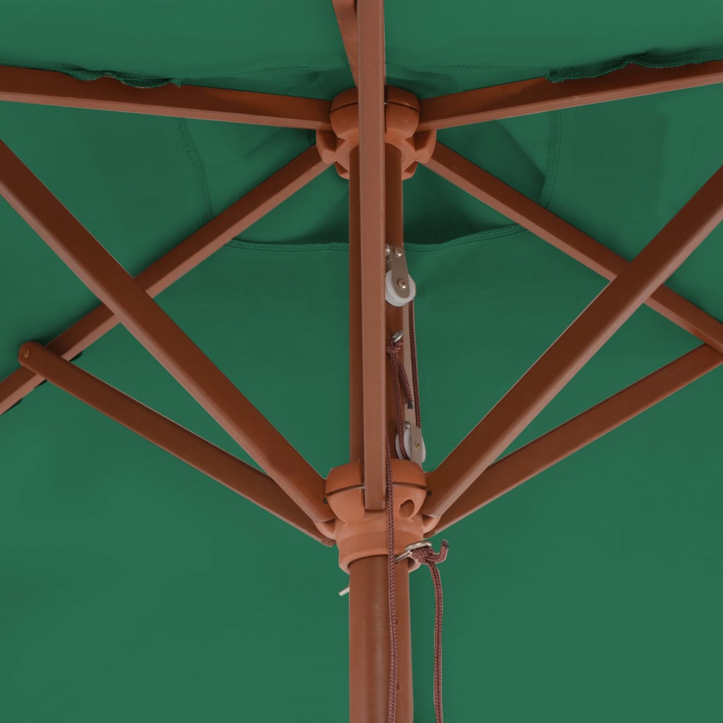 vidaXL Umbrelă de soare, exterior, stâlp lemn, 150x200 cm, verde