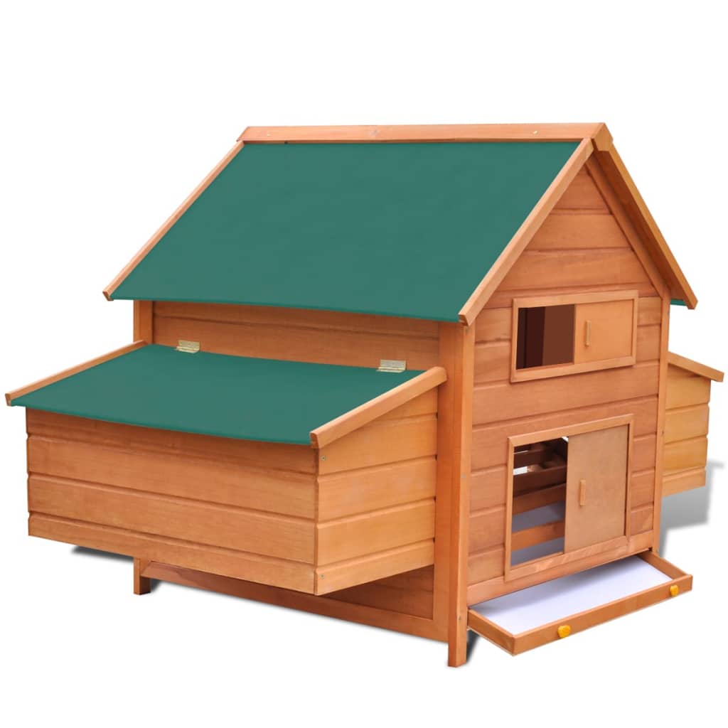 vidaXL Coteț de păsări de exterior adăpost de găini cu 2 cuibare lemn