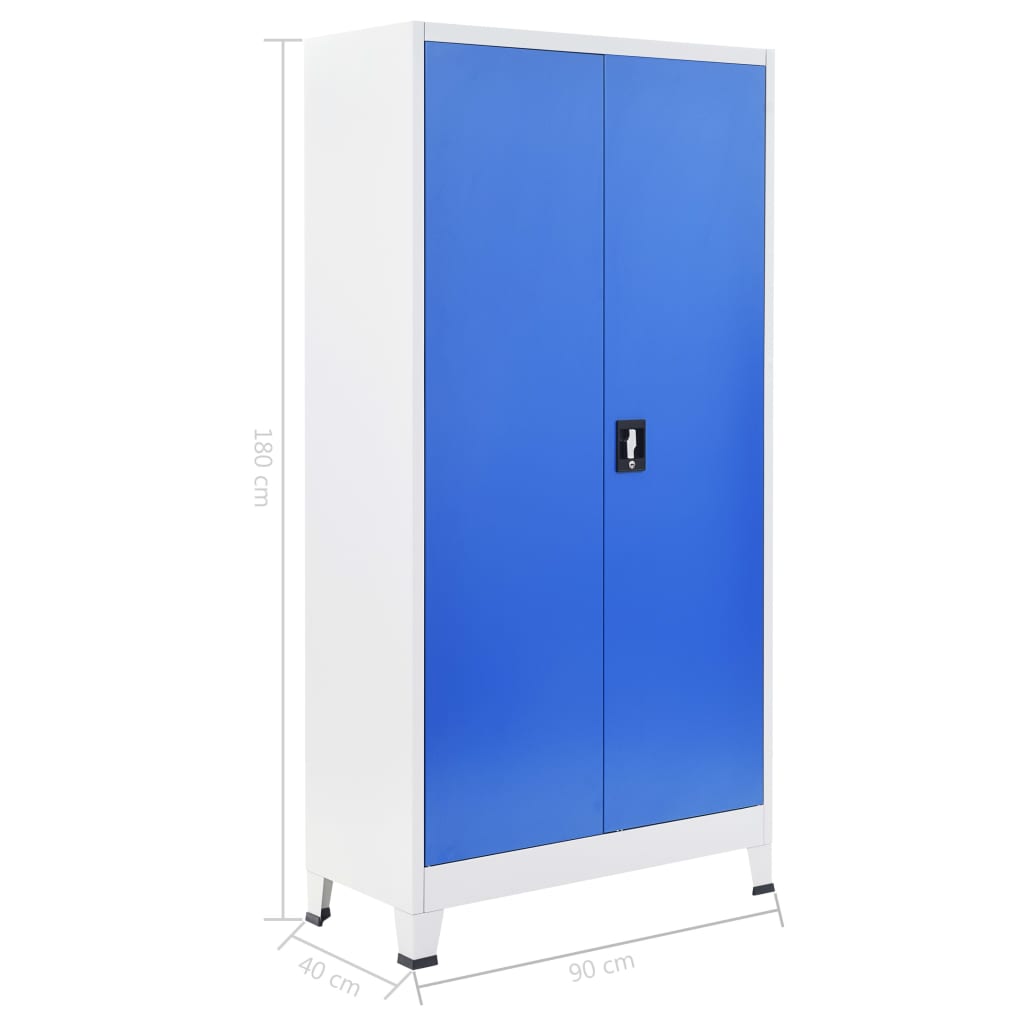 vidaXL Dulap de birou, metal, 90 x 40 x 180 cm, gri și albastru