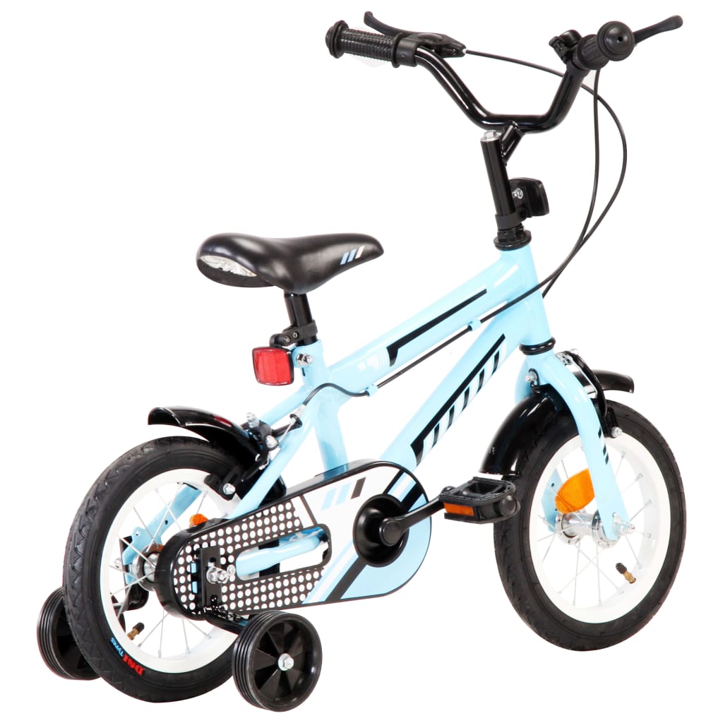 vidaXL Bicicletă pentru copii, negru și albastru, 12 inci