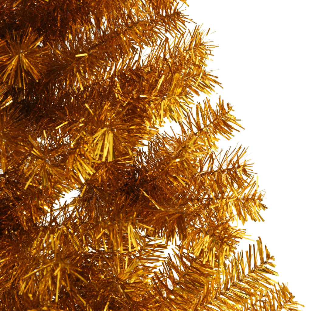vidaXL Jumătate brad de Crăciun cu suport, auriu, 240 cm, PET
