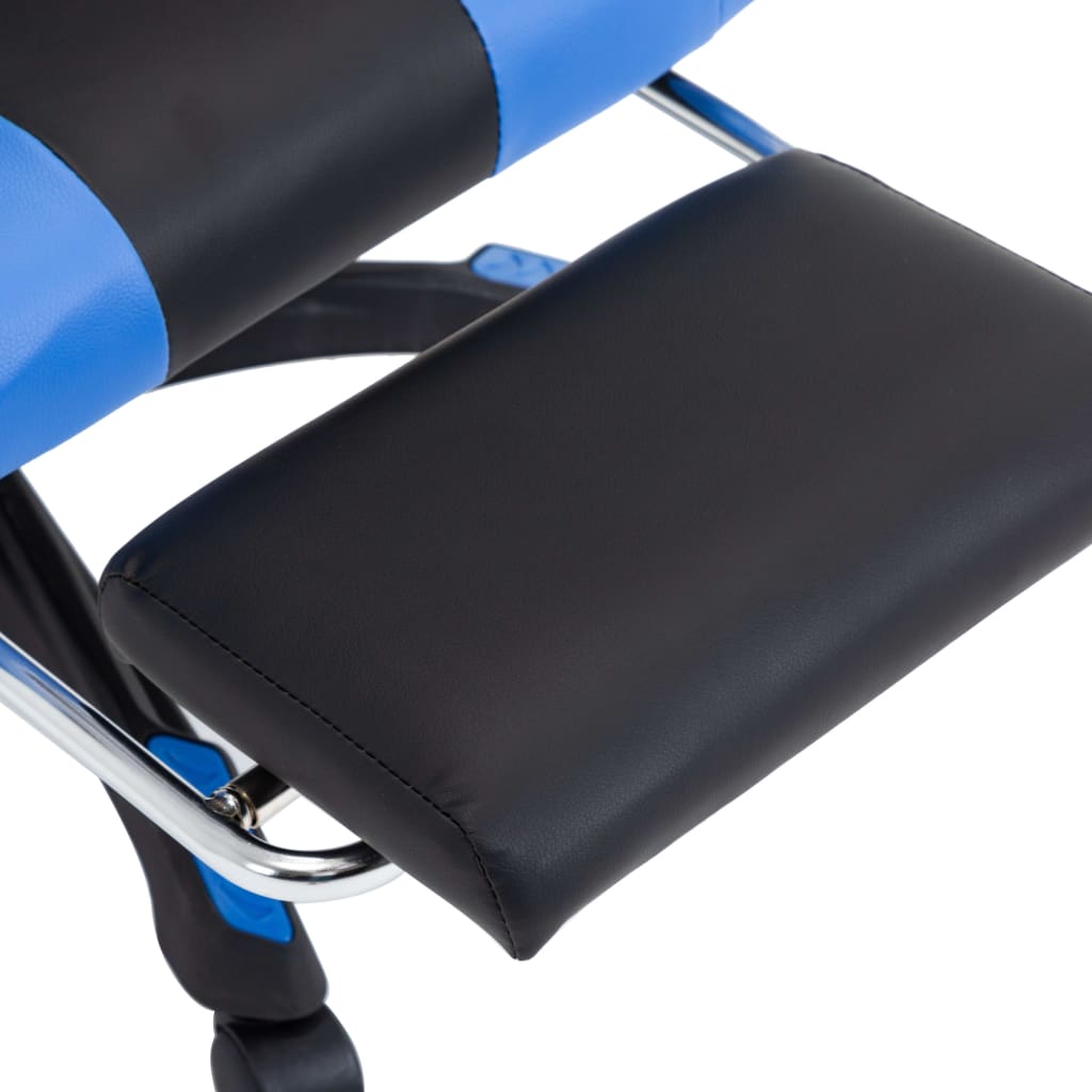 vidaXL Scaun racing suport picioare albastru/negru piele ecologică