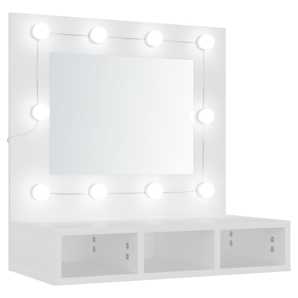 vidaXL Dulap cu oglindă și LED, alb, 60x31,5x62 cm