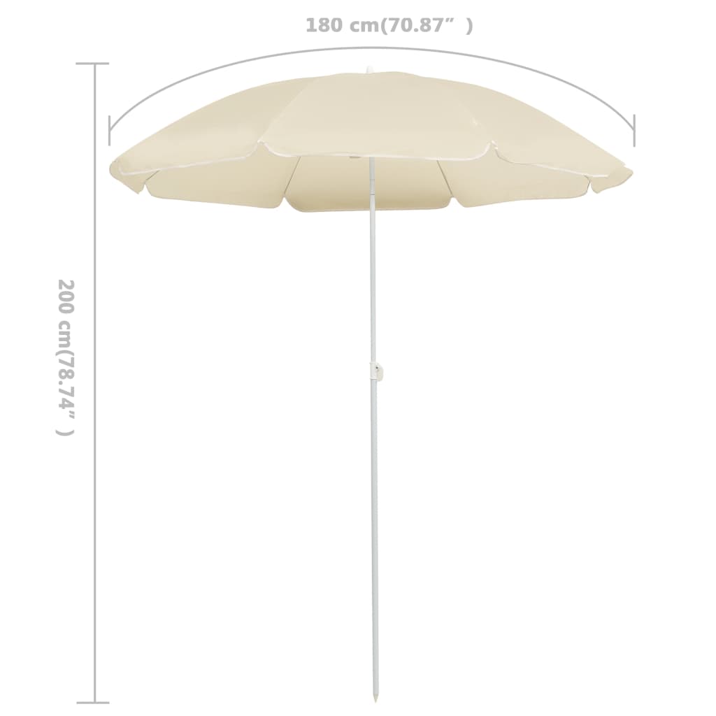 vidaXL Umbrelă de soare de exterior, stâlp din oțel, nisipiu, 180 cm