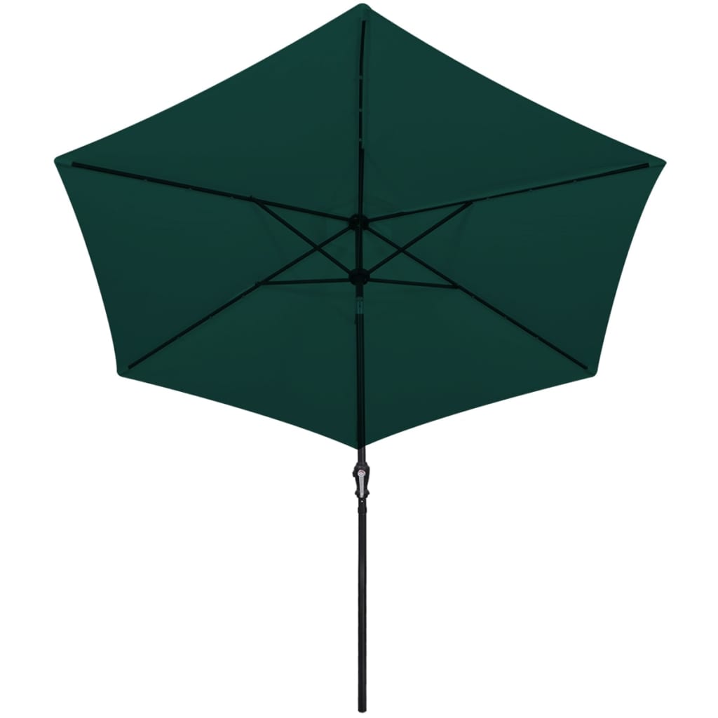 vidaXL Umbrelă de soare cu LED 3 m, Verde
