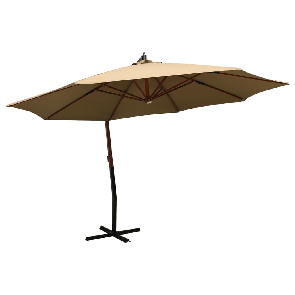 vidaXL Umbrelă de soare suspendată stâlp din lemn 350 cm taupe