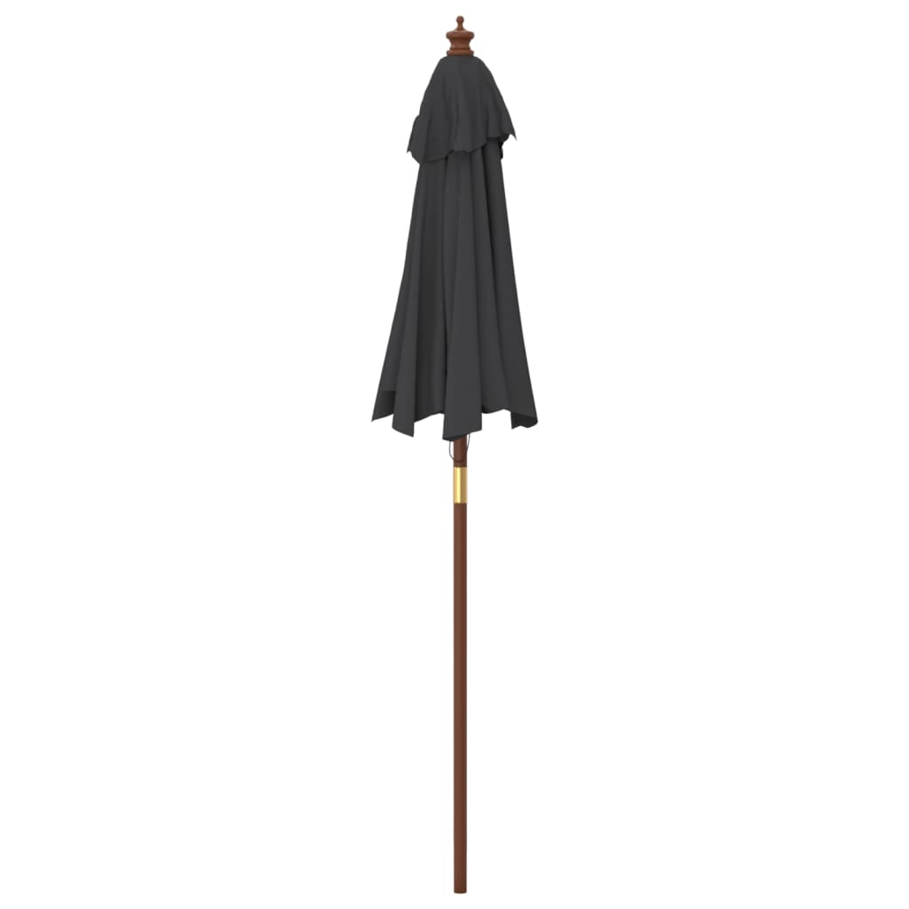 vidaXL Umbrelă de soare de grădină stâlp din lemn, negru, 196x231 cm