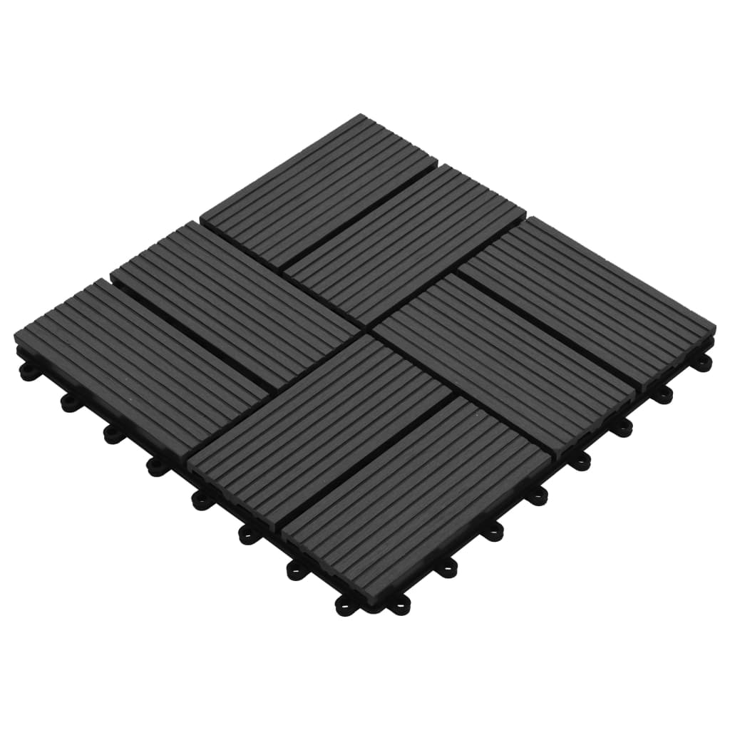 vidaXL Plăci de pardoseală, 22 buc., negru, 30 x 30 cm, WPC, 2 mp
