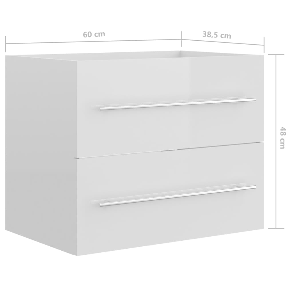 vidaXL Dulap de chiuvetă, alb extralucios, 60x38,5x48 cm, PAL