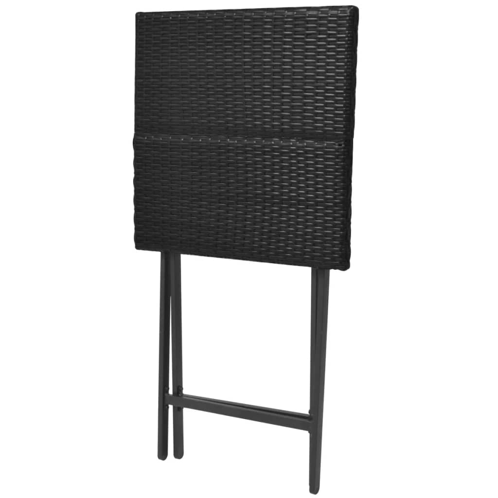 vidaXL Set mobilier bistro pliabil, 3 piese, negru, oțel și poliratan