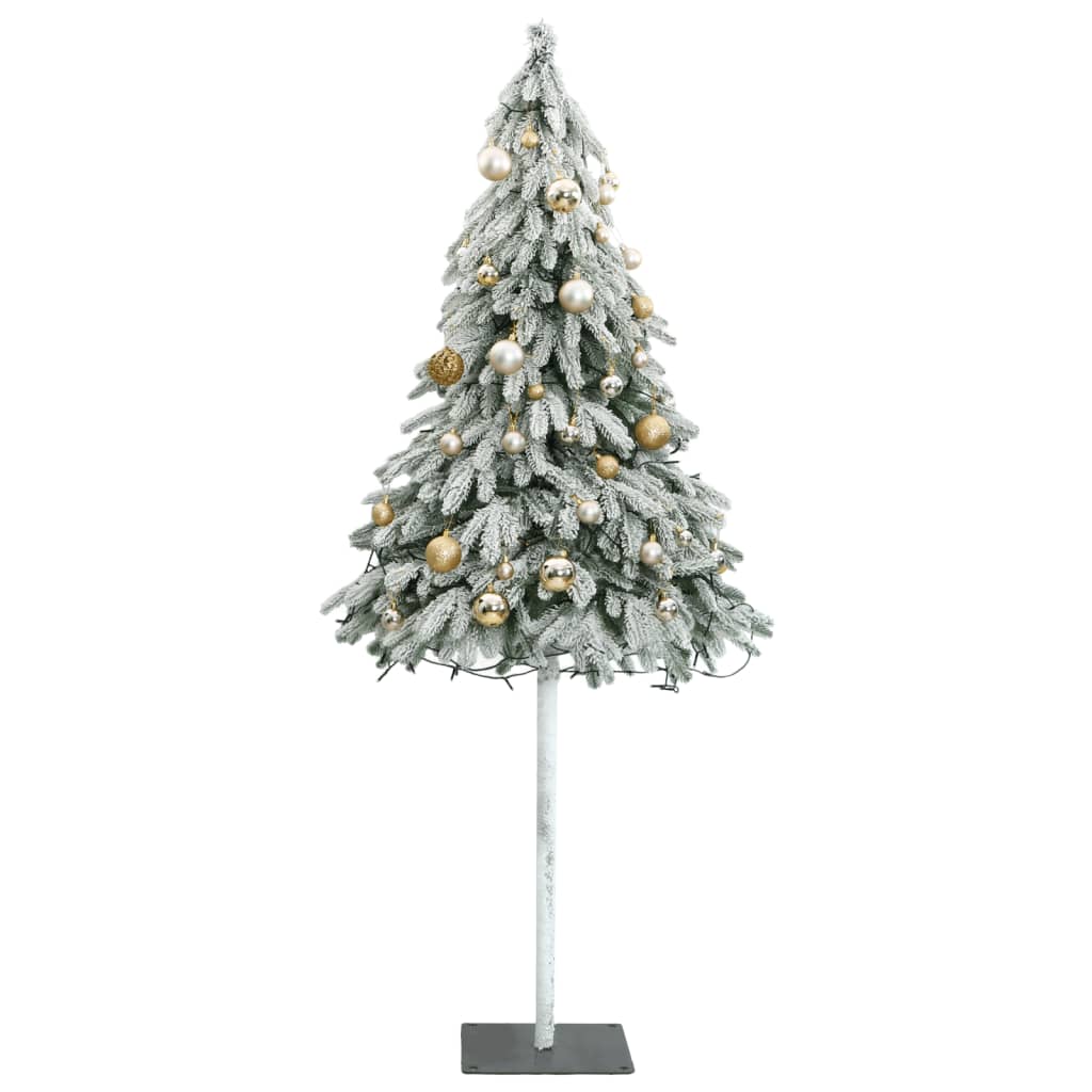 vidaXL Brad Crăciun artificial, 300 LED/globuri/zăpadă pufoasă, 210 cm